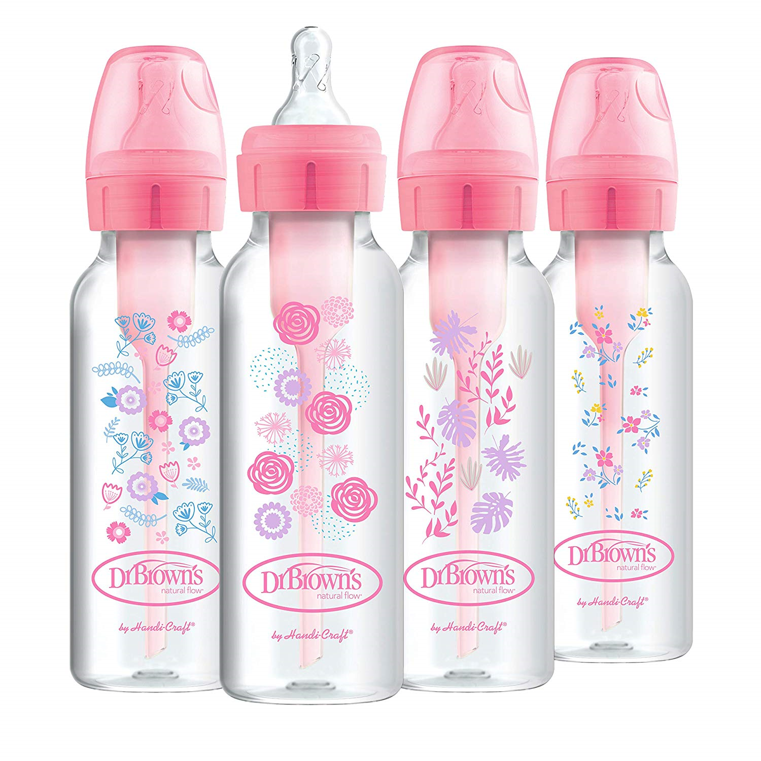 avent bottles pink flowers
