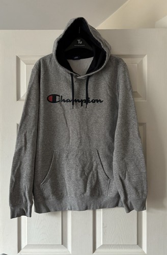 Mens Champion Grey Pullover Cotton Blend Hoodie - Size L