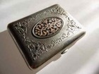 Russian Old cigarette case, enamel floral ornament
