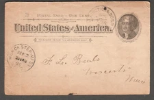 1895 postal card A Kimball Junction & Boston RPO cancel to Worcester MA