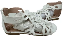 SO Youth Girl's Paulene Gladiator Zip Up Comfort Sandals White Size:4 175F