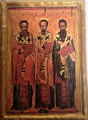 Three Holy Hierarch Saints Gregory St John St Basil Greek Eastern Orthodox Icon
