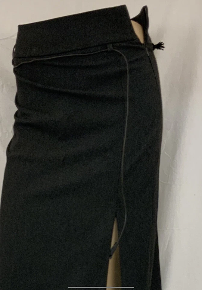 Falda Etcetera Talla 4 Gris Poli Viscosa Elastizada Sobre la Rodilla Cuero Cuerda YGI U1-3 Foto 3 de 4