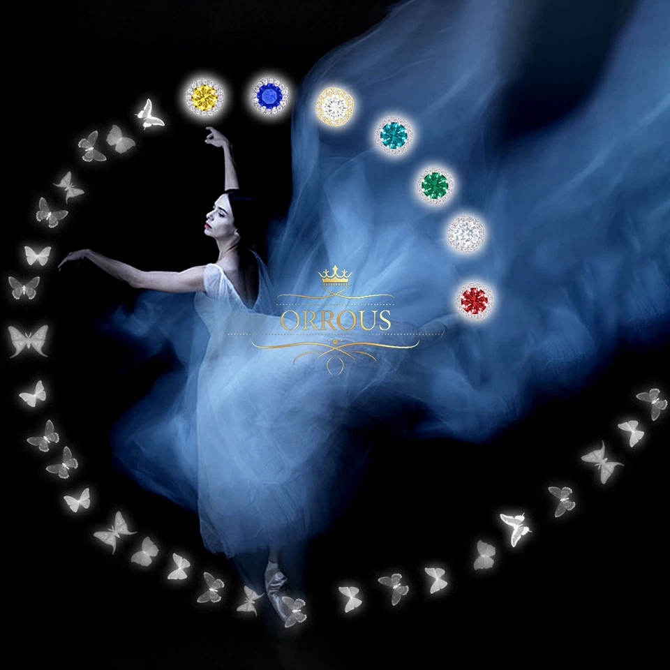 Aretes para mujer OROUS & CO chapados en oro de 18 quilates con circonita cúbica, hipoalergénicos, 1,9 quilates Foto 4 de 4