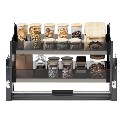 2-tier Pull-Out Sliding Shelf Cabinet Shelf Pull-Down Cabinet Shelf 