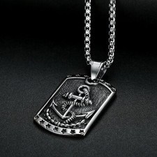 Colgante Etiqueta De Perro Negro Y Plateado Con Cadena De Plata - 24 Pulgadas, Estilo Urbano Para Hombres