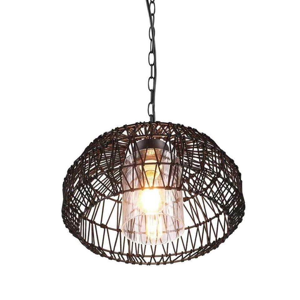 Novogratz x Globe Diego 1-Light Matte Black Outdoor Indoor Plug-In Pendant - Image 4 of 4