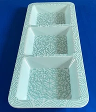 Teal Green Serving Dish -  3 Section Divided Server 18 x 7 inch - Condiment Dish