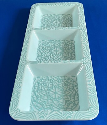 Teal Green Serving Dish Section Divided Server 18 x inch Condiment  Dish