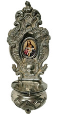 13Lot Silber ALT WIEN Weihwasserkessel mit Miniaturmalerei, Radpunze 1860