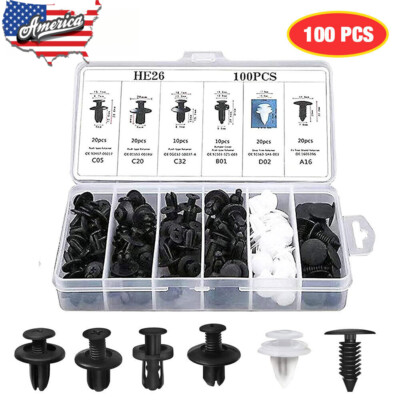 For Nissan Fastener Box Set Bumper Fender Liner Push Type Retainer Clips -100x
