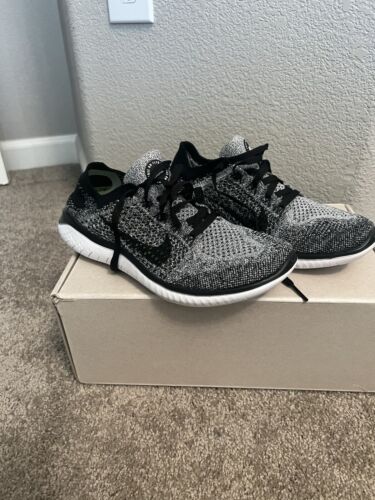 NWOB Nike Free Run Flyknit 2018 White Black! Size 7.5