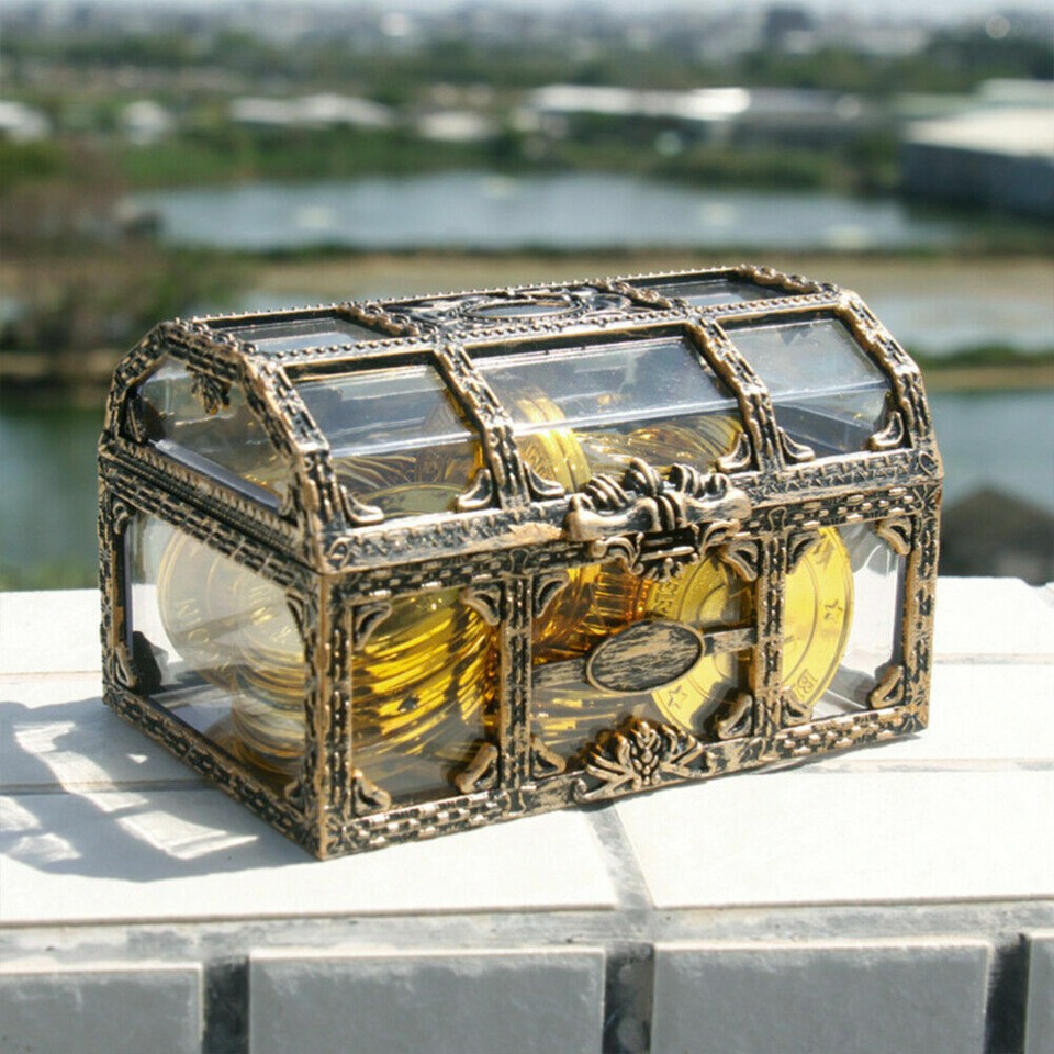 Pirate Treasure Chest Storage Box for Coins Jewelry Vintage Retro
