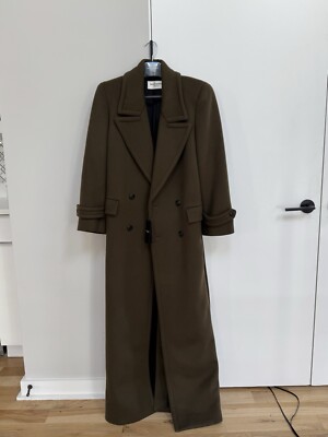 NWT Saint Laurent Wool Coat, Khaki Size36
