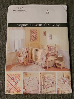 Vogue Patterns For Living 7245 Sewing Baby Dust Ruffle Quilt Sheet Crib Bumper