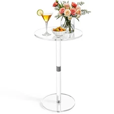 11.8" Round Clear Acrylic End Table - Modern Small Space Side Table for Livin...