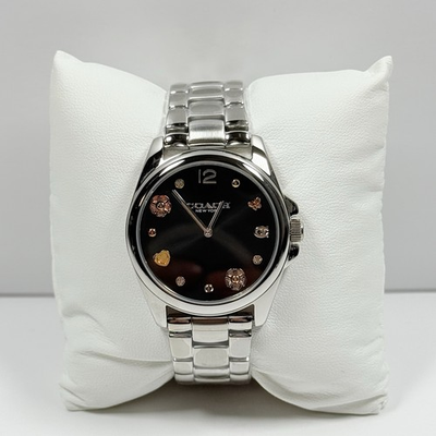 #ad Coach Greyson 14504024 Accessories Black Dial Silver Bracelet Women’s Watch $119.99