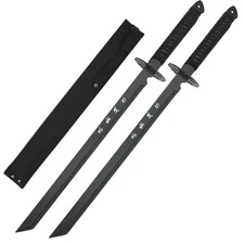 Tactical Master 27" Twin Ninja Sword Machete Set, Full Tang 440 Steel Blades