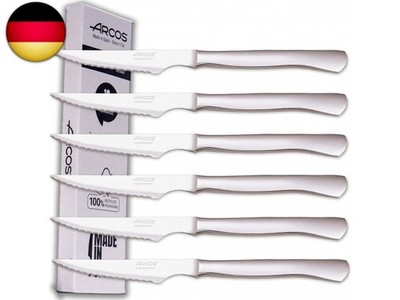 Arcos Fleischmesser-Set | 6 Stück | Steakmesser Marke Arcos | Edelstahl-Besteck 