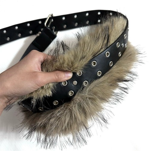 Ceinture en cuir fausse fourrure ceinture punk ceintures de taille pour robes et pantalons métal creux - Photo 15/18