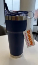 RARE DUNKIN' Stainless Steel Soft Touch Tumbler 24oz/BLUE/NWT