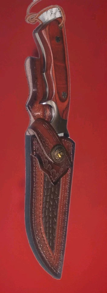 Cuchillo de caza de acero M390, espiga completa con funda de cuero al aire libre afilado hermoso  Foto 3 de 4