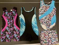 Lot Of Danskin Now Free Girls Colorful Swirl Unitard Dance Gymnastics Medium 7/8