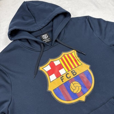 FC Barcelona Sweatshirt Mens XL Blue Soccer Hooded Pullover FCB Team Club