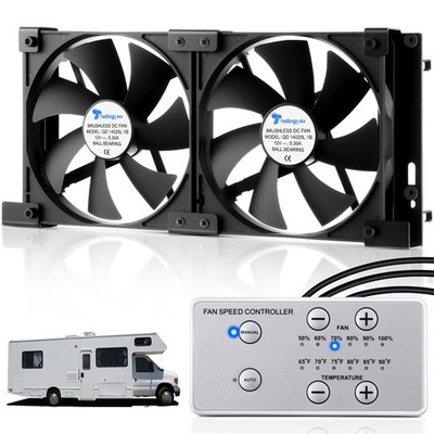 12V RV Fridge Ventilation Cooling Fan 5.5'' (140mm), Custom Mounts For American