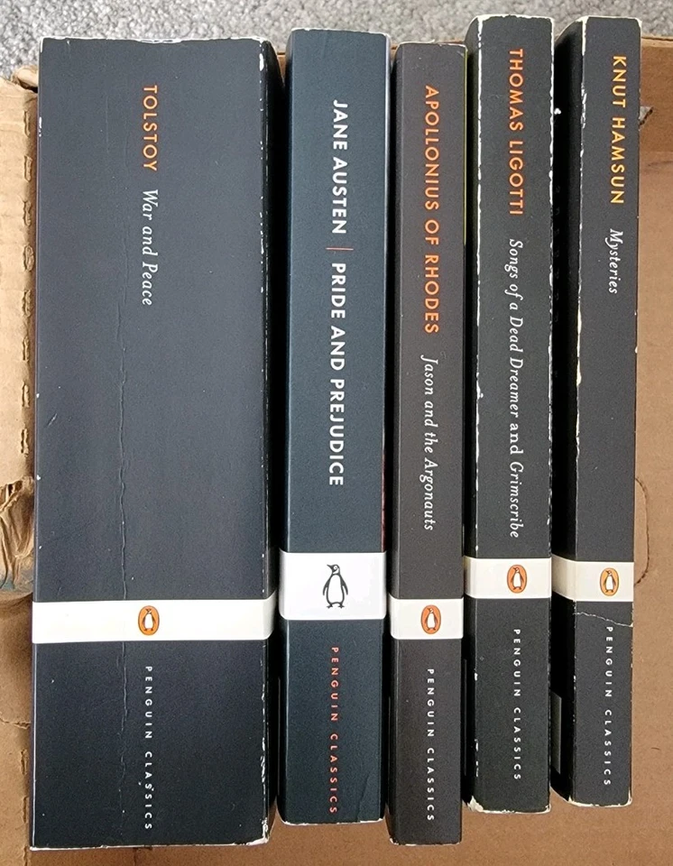 Lot of 5 Penguin Classics Black Spines - Tolstoy, Austen, Ligotti, Hamsun, Argon - Image 3 of 4
