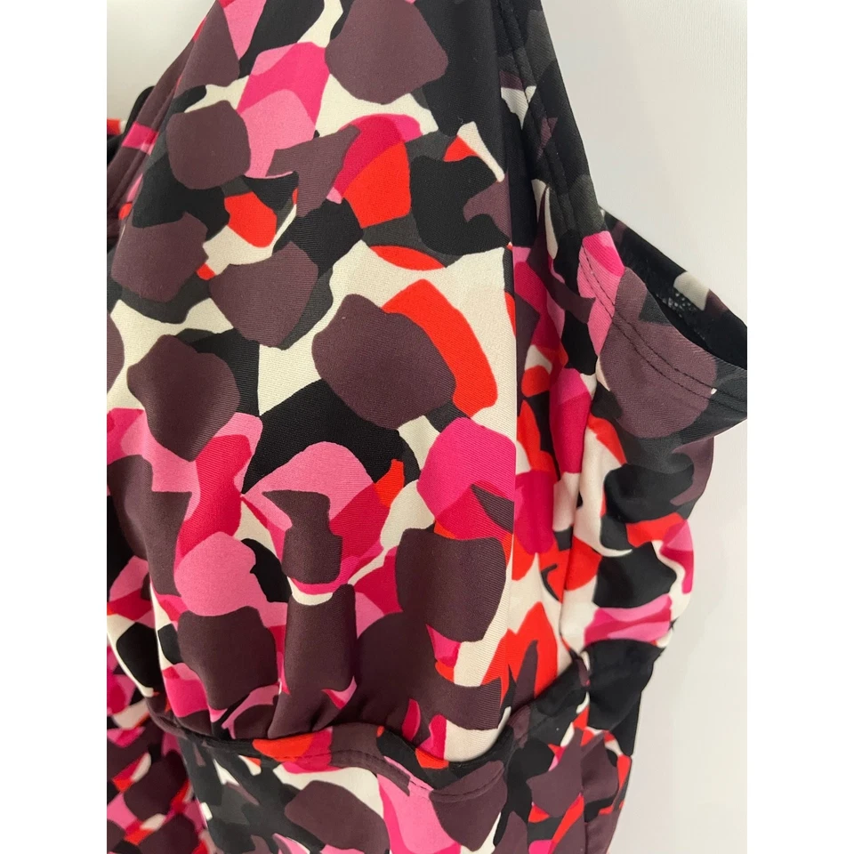 Traje de baño Tankini nativo de playa talla grande 24W rosa púrpura ropa de baño geométrica Foto 3 de 4