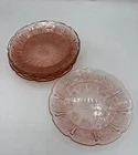 Set of 6 Vintage Cherry Blossom Pink Depression Glass Plates 7 Inches