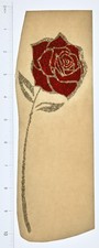 Original VINTAGE 1970s Heat Transfer Red Rose Long Stem Glitter medium