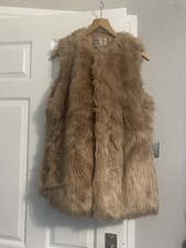 Ladies Pink Zara Faux Fur Gilet, Winter Waistcoat. Size Medium/10. Fully Lined
