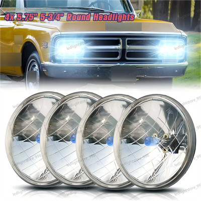 4x 5.75'' 5-3/4'' Round Headlights FOR GMC C15/C1500 1961-1972 Pickup C2500