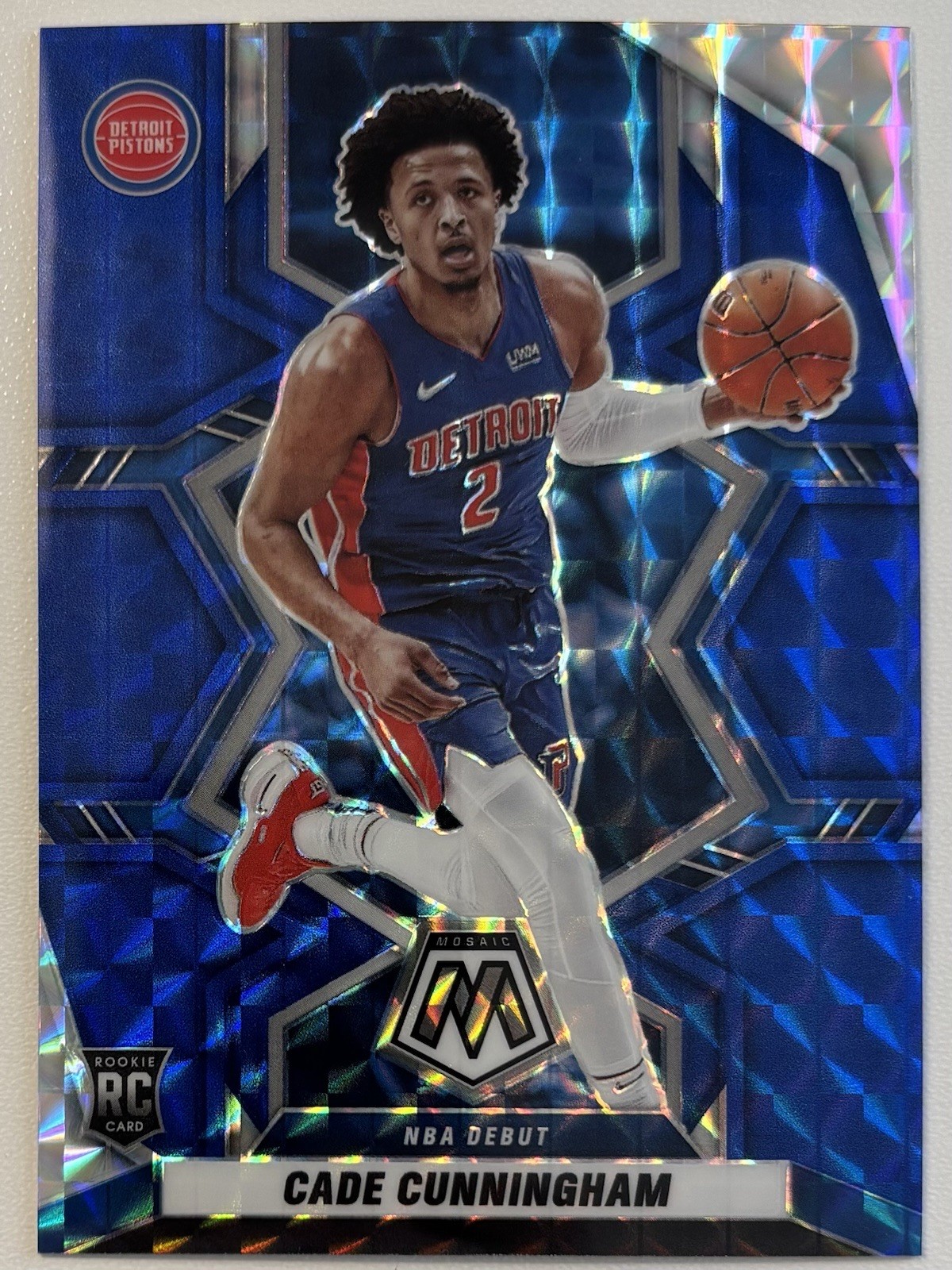 2021 Mosaic Cade Cunningham #261 Prizm Blue Mosaic /99 Detroit Pistons