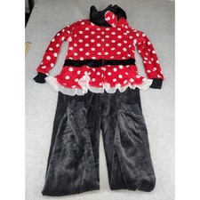 Disney Minnie Mouse Red Polka Dot Fleece Pajamas Sleepwear Womens Size M 8-10
