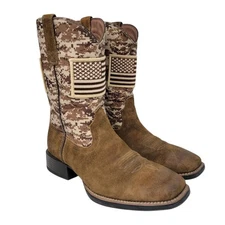 Ariat Boots Mens Size 9.5 D Flag Camo Sport Patriot Western Suede