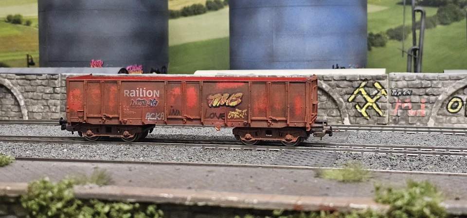 Piko H0 - Grafitti- Gealtert- Hochboard Güterwagen RAILION