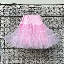 Vintage bubblegum pink tulle ruffle petticoat square dance skirt