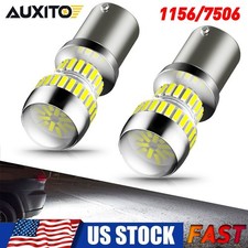 2pcs White Car Led Back Up Tail Turn Signal Brake Light Parking Bulbs Ba15s 1156