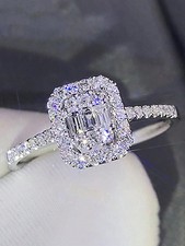Silver Cubic Zirconia Halo Ring For Women Size 6 7 8 9 10