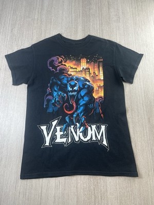 Marvel Venom Mad Engine City Flame Grafik T-Shirt Herren Größe Small S schwarz Vintage