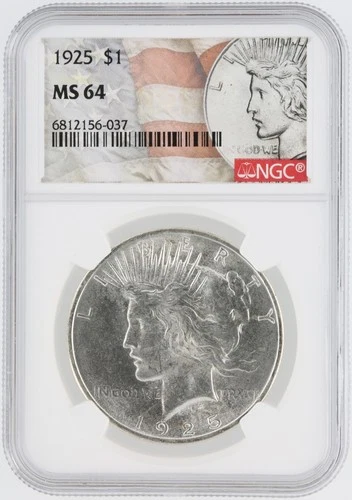 1925 NGC MS64 S$1 Philadelphia Mint Peace Silver Dollar No Reserve