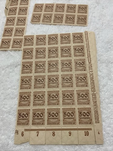 GERMANY-(-1923-)-500.000 Mark-INFLATION lot Of Blocks /FAULTS-SEE PHOTOS.#3 - Picture 2 of 9