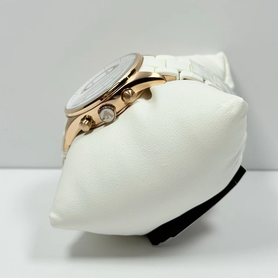 NEW AR5920 LUXURY EMPORIO ARMANI SILICONE ROSE GOLD WHITE DIAL LADIES WATCH - Image 3 of 4