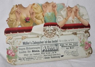 altes Werbeschild Pappe Werbung: ALMA Jugendstil