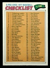 1977 O-Pee-Chee Baseball Checklist Card #124 Vintage MLB OPC NM