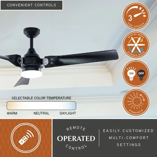 Vaxcel Lighting F0069 Austin 52" 3 Blade LED Indoor Ceiling Fan - Black - Picture 9 of 12