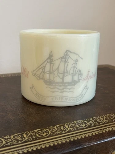 Vintage Old Spice “Ship Friendship” Shaving Mug Shulton Milk Glass